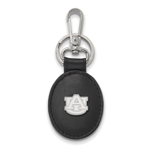 SS AU Auburn University Black Leather Oval Key Chain