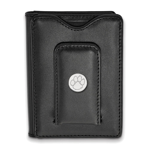 SS Clemson University Black Leather Money Clip Wallet