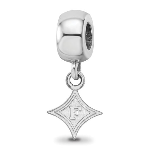 Sterling Silver Rhodium-plated LogoArt Furman University Extra Small Dangle Bead Charm