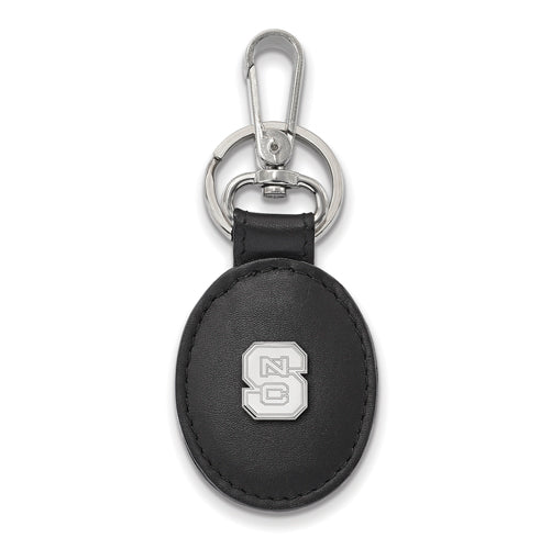 SS North Carolina State U Black Leather Oval Key Chain