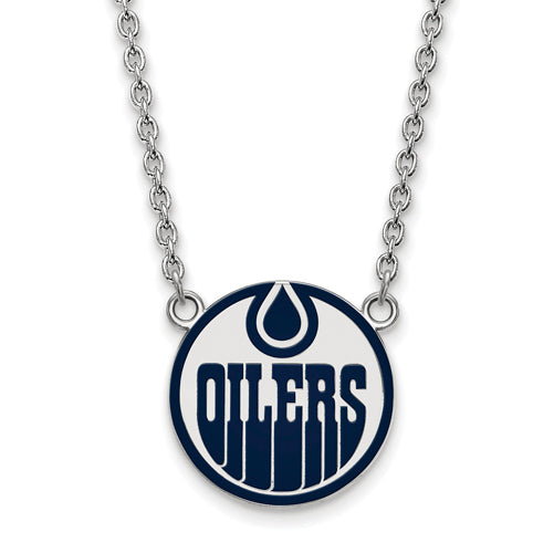 SS NHL Edmonton Oilers Lg Enl Pendant w/Necklace