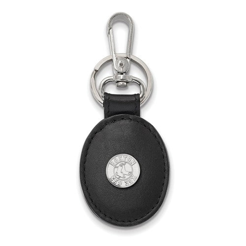 SS MLB  Boston Red Sox Black Leather Oval Key Chain