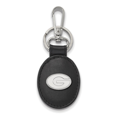 SS University of Georgia Black Leather Oval Key Chain