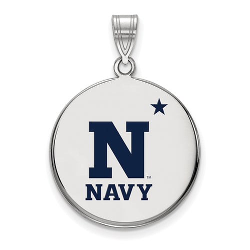 SS Navy Large Enamel Disc Pendant