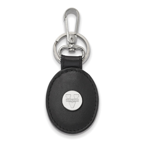 SS University of Virginia Black Leather Oval Text Logo Key Chain