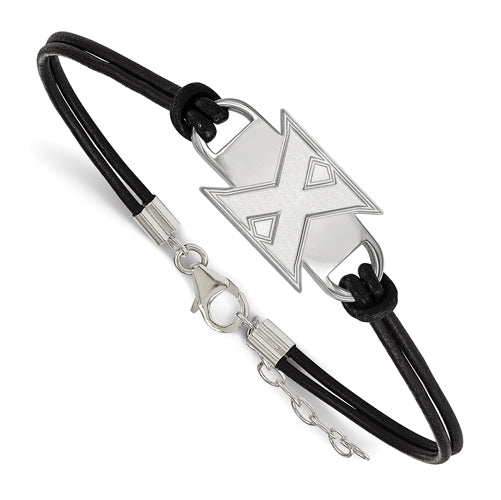 SS Logo Art Xavier University Black Leather Bracelet