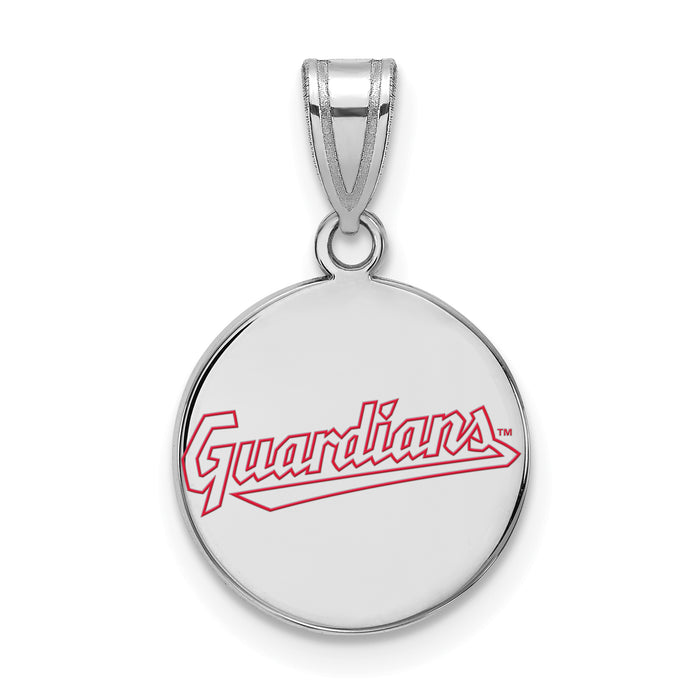 Sterling Silver MLB LogoArt Cleveland Guardians Medium Enamel Disc Pendant