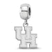 Sterling Silver Rhodium-plated LogoArt University of Houston U-H Small Dangle Bead Charm