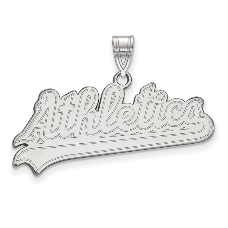 10k White Gold MLB LogoArt Oakland Athletics Script Large Pendant