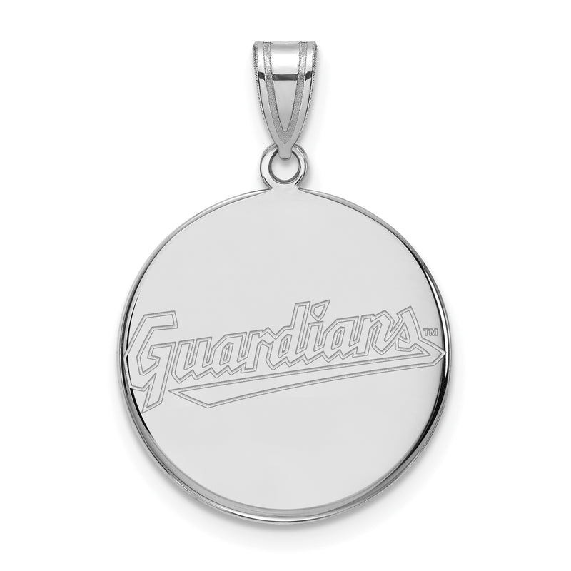 14k White Gold MLB LogoArt Cleveland Guardians Large Disc Pendant
