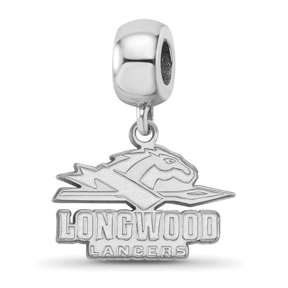 Sterling Silver Rhodium-plated LogoArt Longwood University Lancers Small Dangle Bead Charm