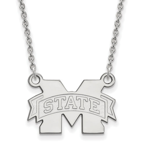 SS Mississippi State University Small M w/ STATE Pendant w/Necklace