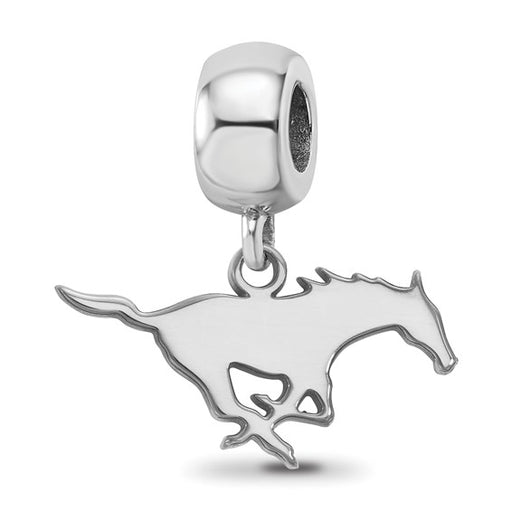 Sterling Silver Rhodium-plated LogoArt Southern Methodist University Mustang Small Dangle Bead Charm