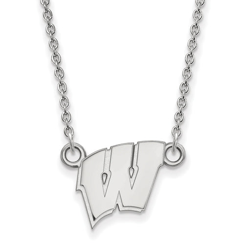 14kw University of Wisconsin Small Letter W Pendant w/Necklace