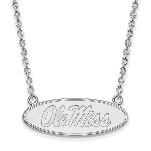 14kw U of Miss Large Oval Ole Miss Pendant w/Necklace