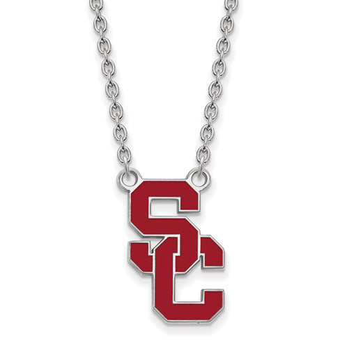 SS Univ of Southern Calif Large S-C Enameled Pendant w/ Necklace