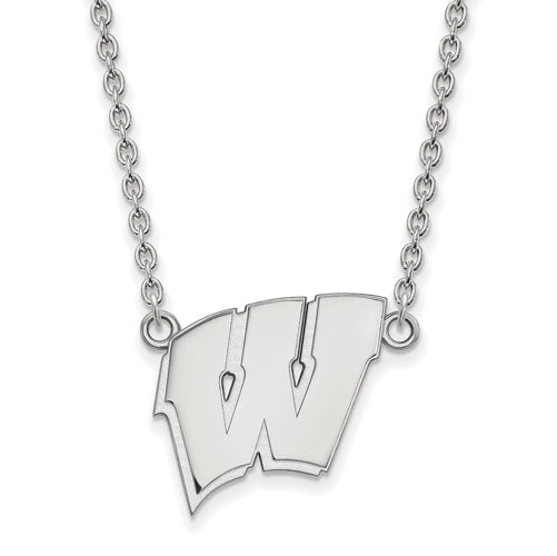 SS University of Wisconsin Large Letter W Pendant w/Necklace