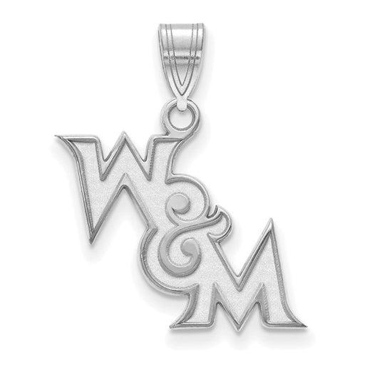 Sterling Silver Rhodium-plated LogoArt College of William and Mary Medium Pendant