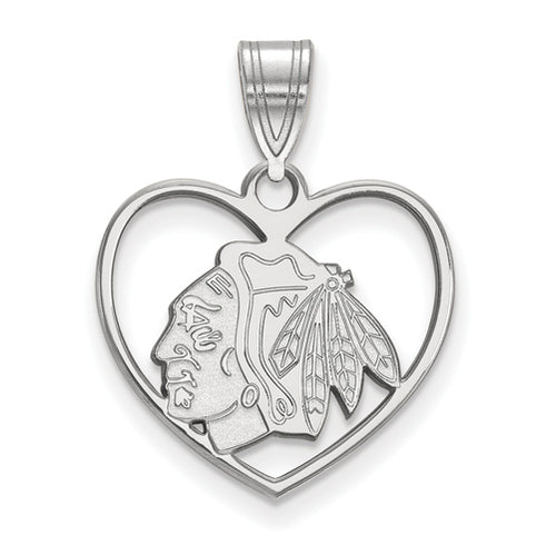 SS NHL Chicago Blackhawks Logo Pendant in Heart