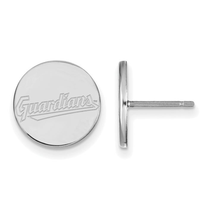 SS Rhodium-plated MLB LogoArt Cleveland Guardians Small Disc Earrings