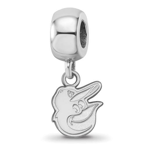 Sterling Silver Rhodium-plated MLB LogoArt Baltimore Orioles Extra Small Dangle Bead