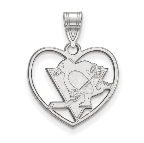 SS NHL Pittsburgh Penguins Pendant in Heart