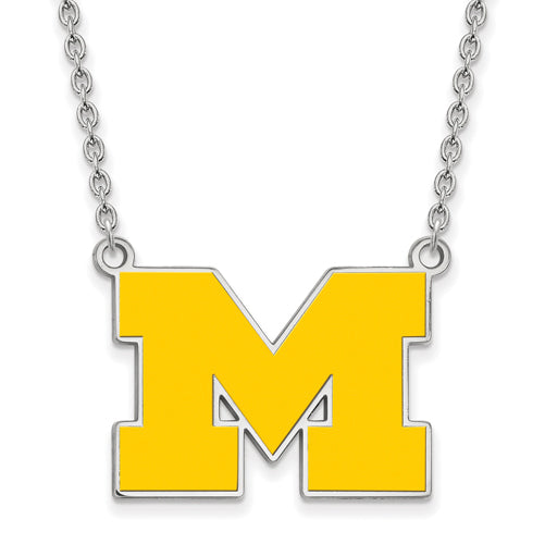 SS University of Michigan Large Yellow Enl Pend w/Necklace