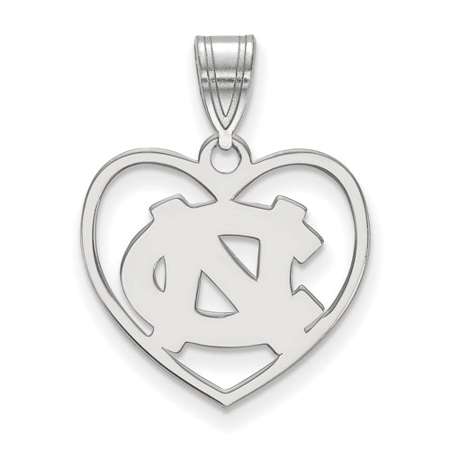 SS University of North Carolina NC Logo Pendant in Heart