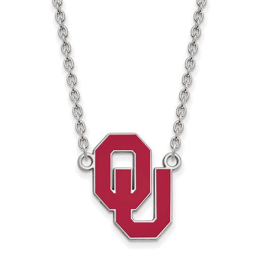 SS Oklahoma Large Enamel Pendant w/Necklace