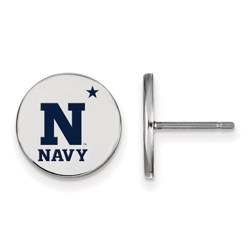 SS Navy Small Enamel Disc Earrings