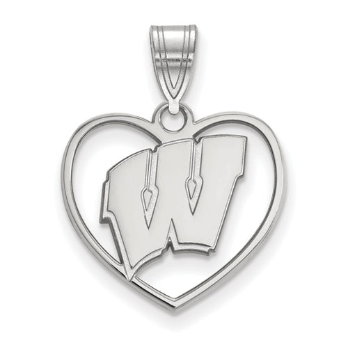 SS University of Wisconsin Letter W Pendant in Heart