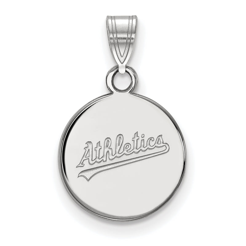 14k White Gold MLB LogoArt Oakland Athletics Script Small Disc Pendant