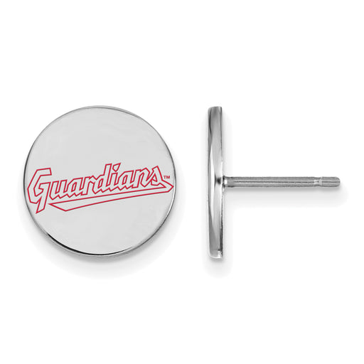 SS Rhodium-plated MLB LogoArt Cleveland Guardians Small Enamel Disc Earring