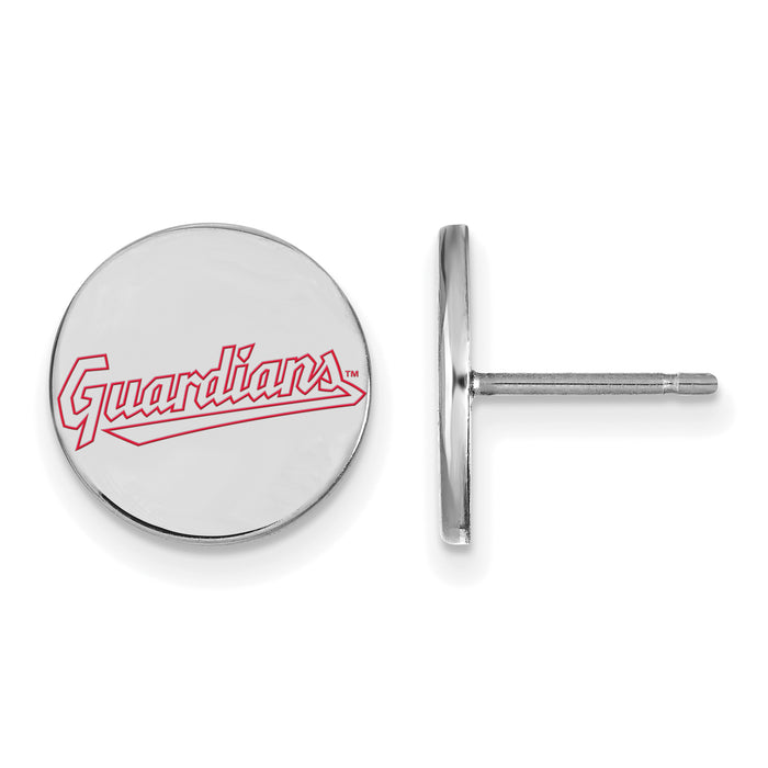 Sterling Silver MLB LogoArt Cleveland Guardians Small Enamel Disc Earring