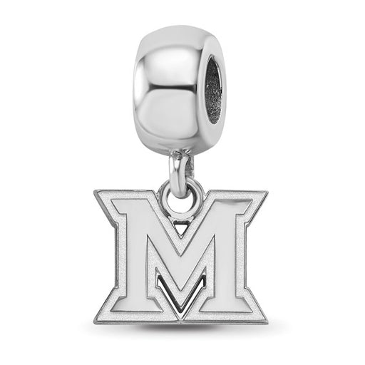 Sterling Silver Rhodium-plated LogoArt Miami University Ohio Letter M Extra Small Dangle Bead Charm