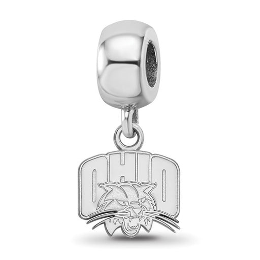 Sterling Silver Rhodium-plated LogoArt Ohio University Extra Small Dangle Bead Charm
