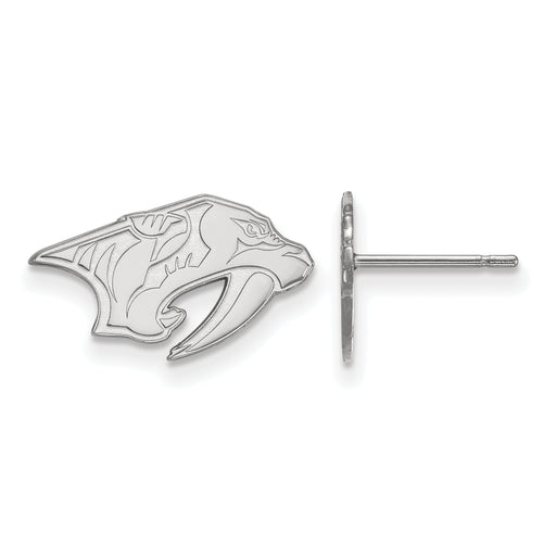 Sterling Silver Rhodium-plated NHL LogoArt Nashville Predators Extra Small Post Earrings