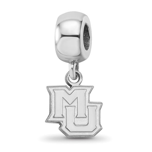 Sterling Silver Rhodium-plated LogoArt Marquette University M-U Extra Small Dangle Bead Charm