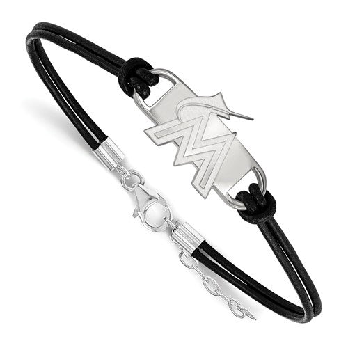 SS  Miami Marlins Small Center Leather Bracelet