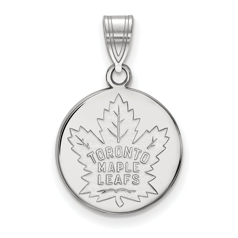 10k White Gold NHL Toronto Maple Leafs Medium Disc Pendant