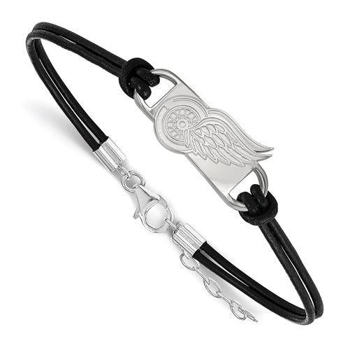 SS NHL Detroit Red Wings Small Center Leather Bracelet