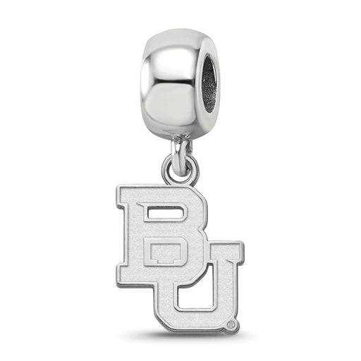Sterling Silver Rhodium-plated LogoArt Baylor University Bears Small Dangle Bead Charm