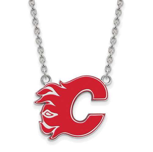 SS NHL Calgary Flames Lg Enl Pendant w/Necklace