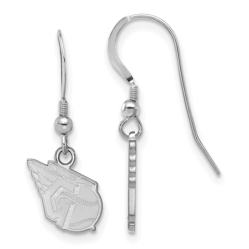 Sterling Silver MLB LogoArt Cleveland Guardians Small Wire Dangle Earrings