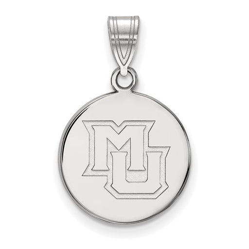 14k White Gold LogoArt Marquette University M-U Medium Disc Pendant