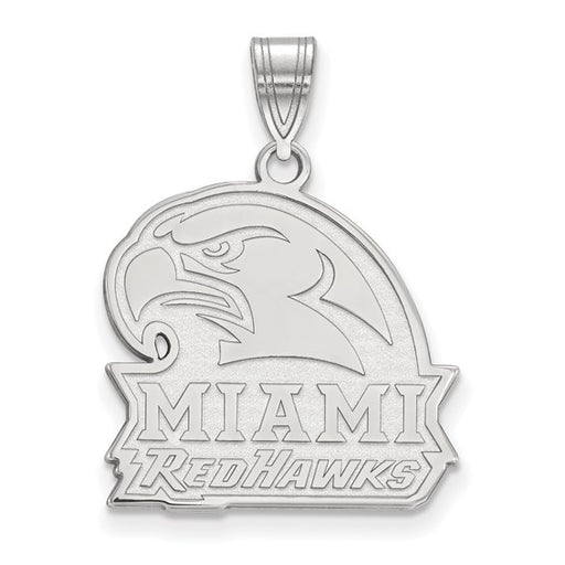 14k White Gold LogoArt Miami University Ohio Redhawks Large Pendant