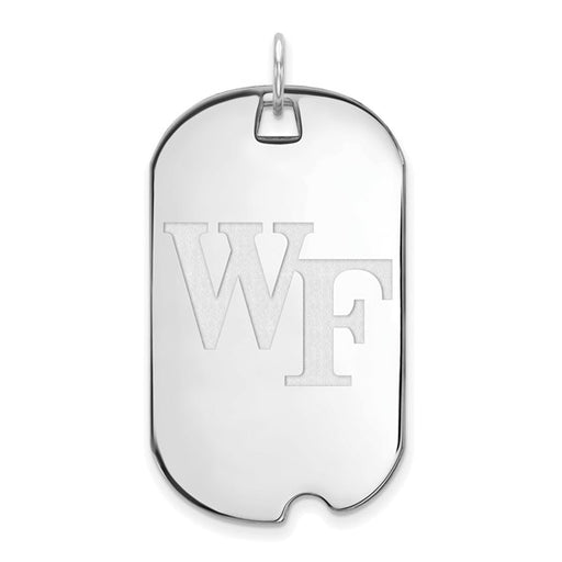 14k White Gold LogoArt Wake Forest University W-F Large Dog Tag Pendant