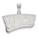 The SS Western Kentucky University Large WKU Pendant by LogoArt is a sterling silver piece with "WKU" meticulously engraved. This curved rectangle pendant features beveled edges and a loop at the top, perfect for adding to your favorite chain.