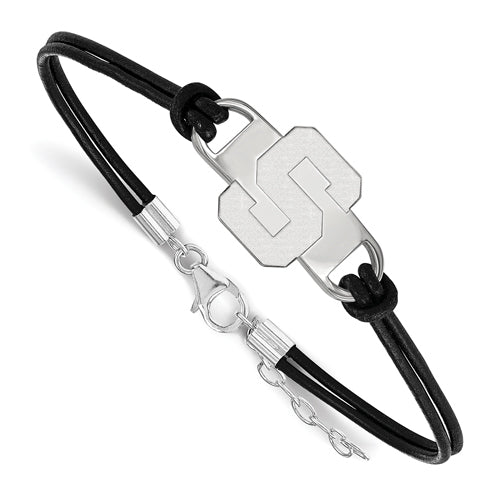 SS Mich State University Small Center Leather Letter S 7 inch Bracelet