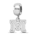Sterling Silver Rhodium-plated LogoArt Montana State University Letter M Extra Small Dangle Bead Charm